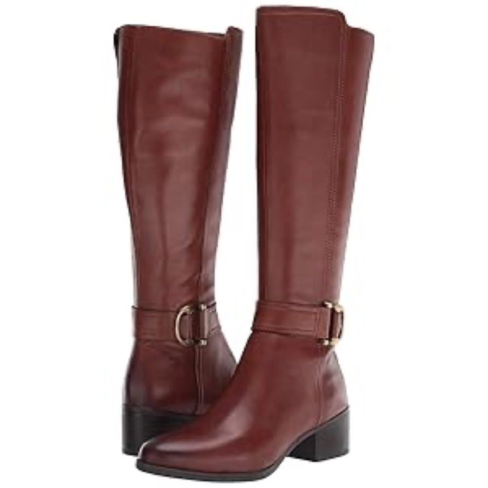 New Naturalizer Womens Kelso Wide Calf Leather Knee High Boots Tan Size 5.5 M - Picture 1 of 5